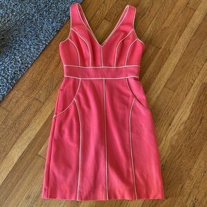 Trina Turk Coral White Lined Piping Bodycon Dress Size 2